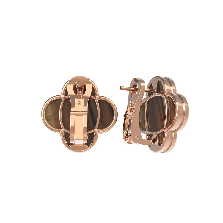 Серьги из золота c тигровым глазом