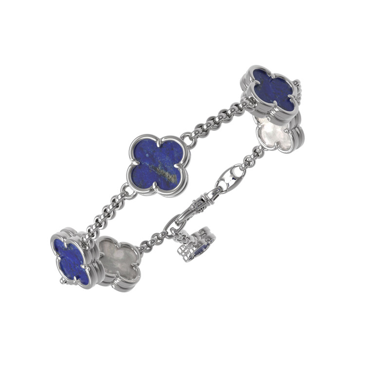 Браслет из белого золота c лазуритом и перламутром