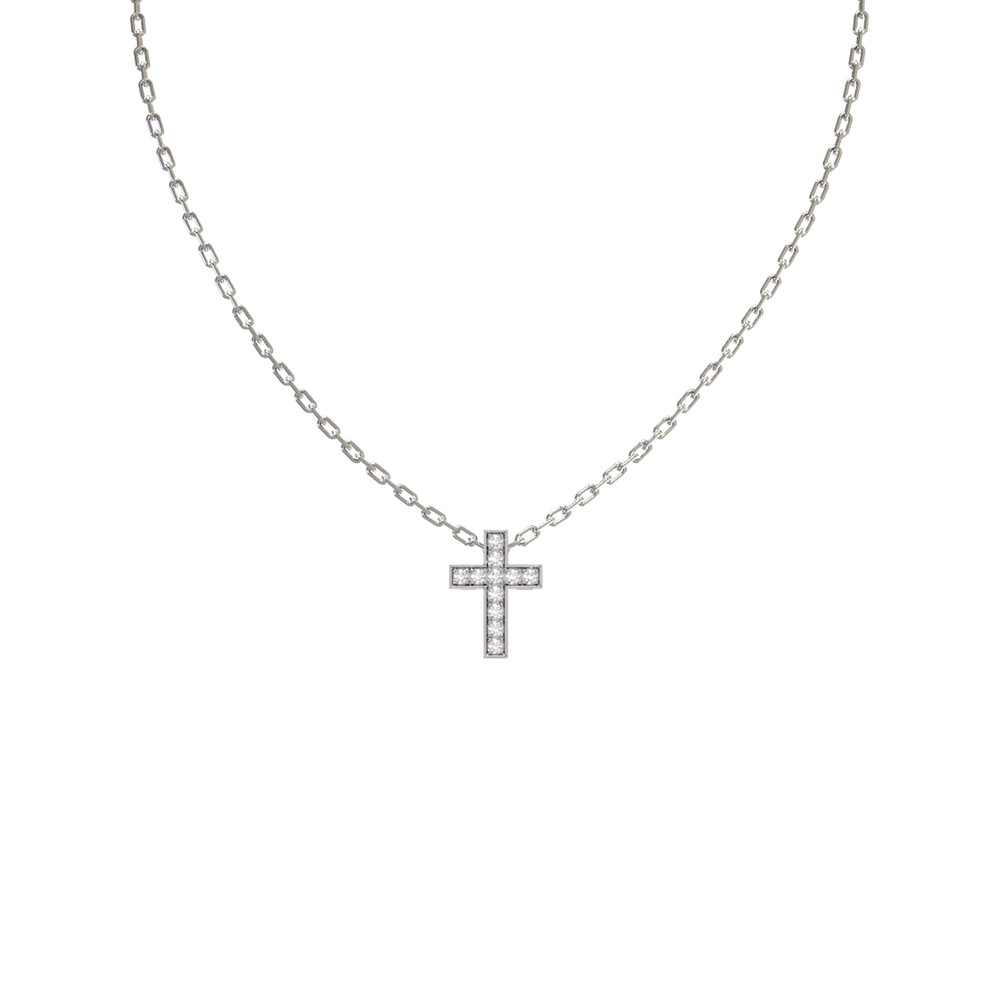 Крест из белого золота c бриллиантами