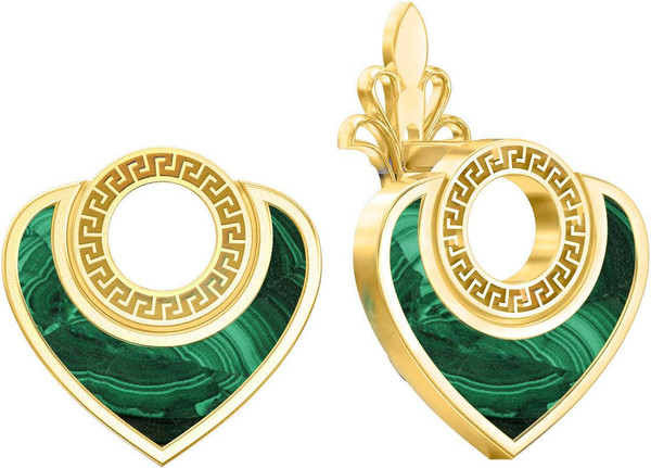 Серьги из лимонного золота c малахитом