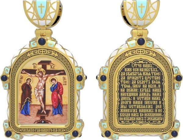 Образок из лимонного золота c эмалью и иконописью