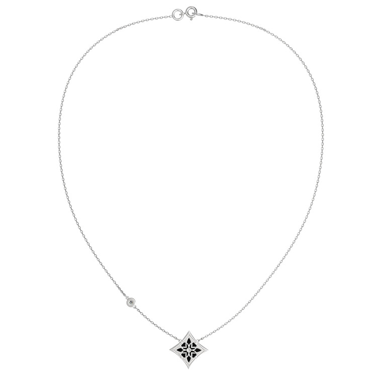 Колье из белого золота c бриллиантами и ониксом