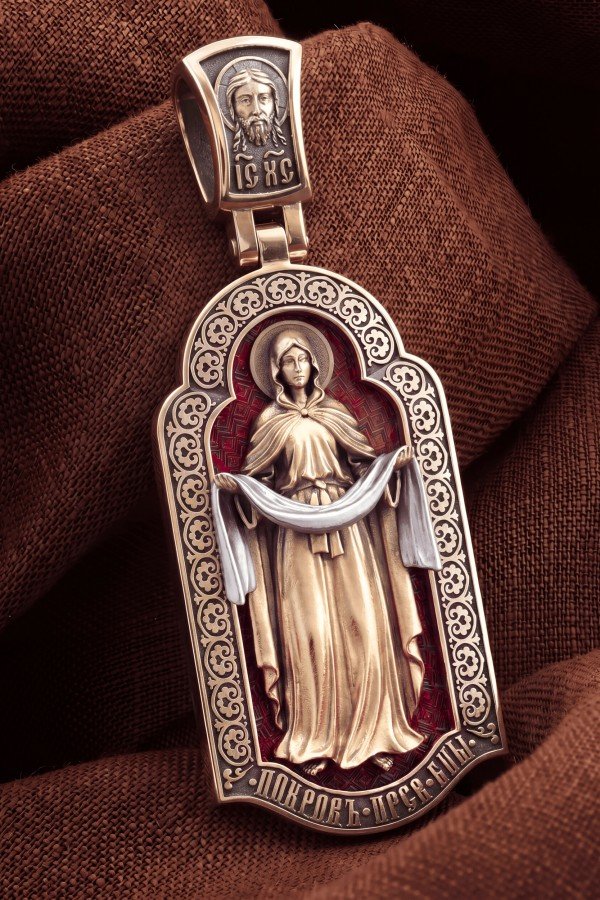 Образок из золота c эмалью