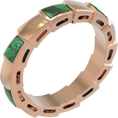 Кольцо из золота c малахитом