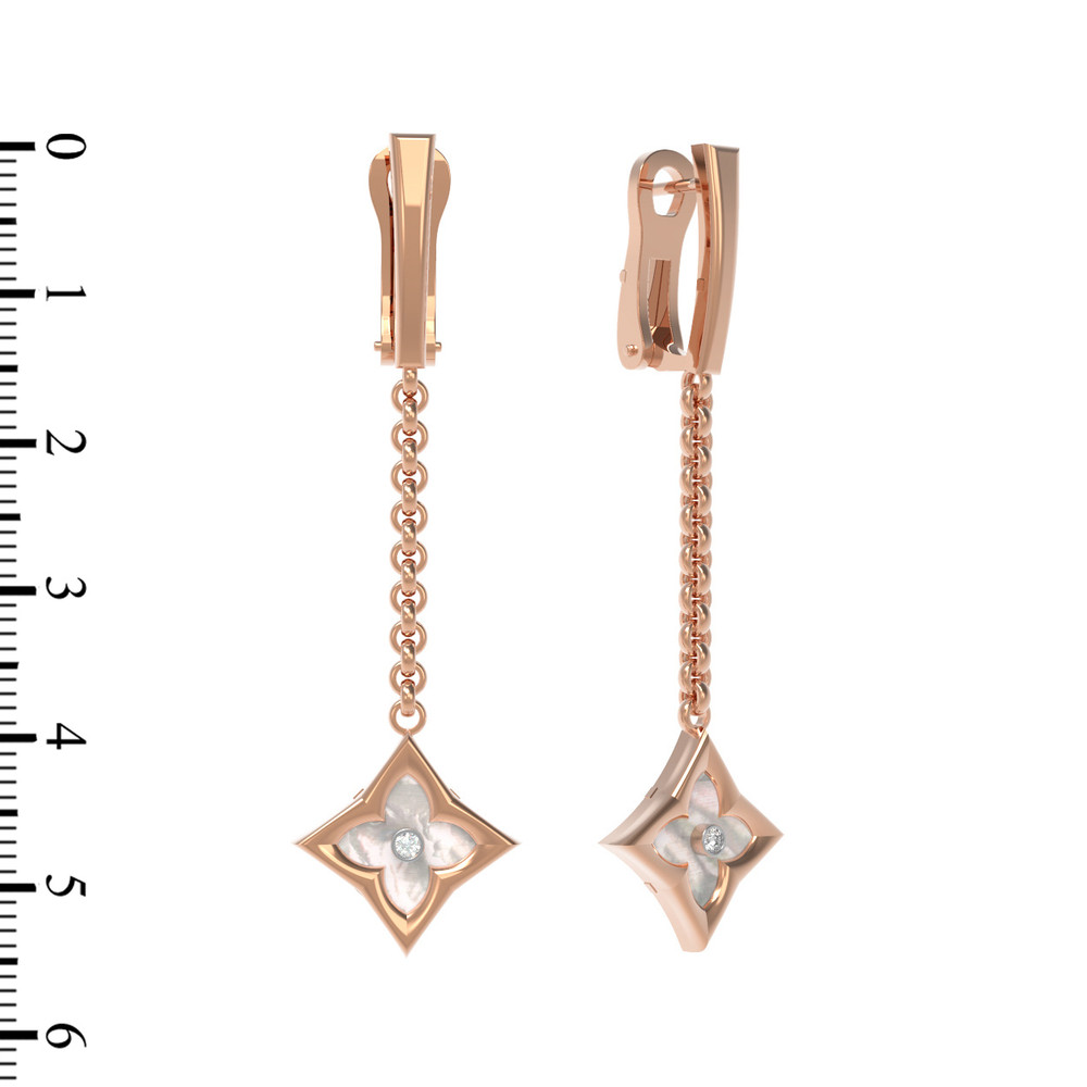 Серьги из золота c бриллиантами и перламутром