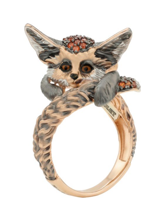 Кольцо из золота c эмаль и фианитом