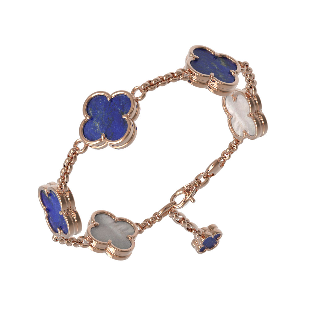 Браслет из золота c лазуритом и перламутром