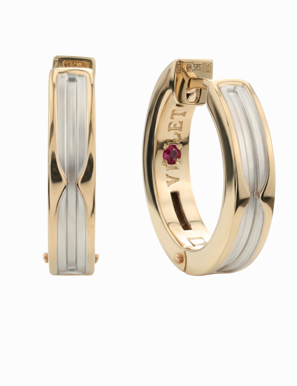 Серьги из золота c рубином