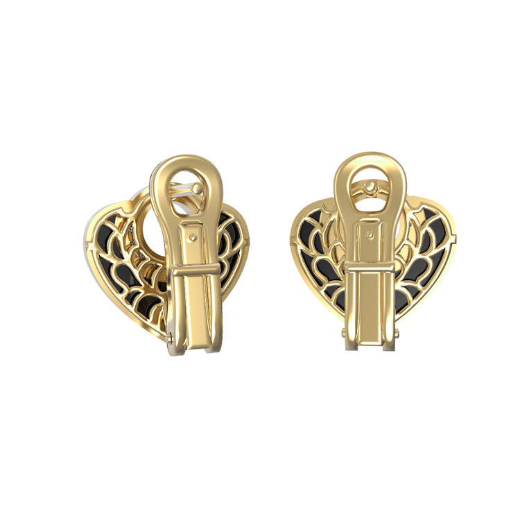 Серьги из лимонного золота c бриллиантами и ониксом