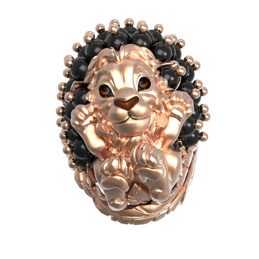 Кольцо из золота c эмаль и ониксом