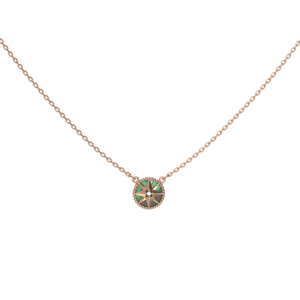 Колье из золота c бриллиантами и малахитом