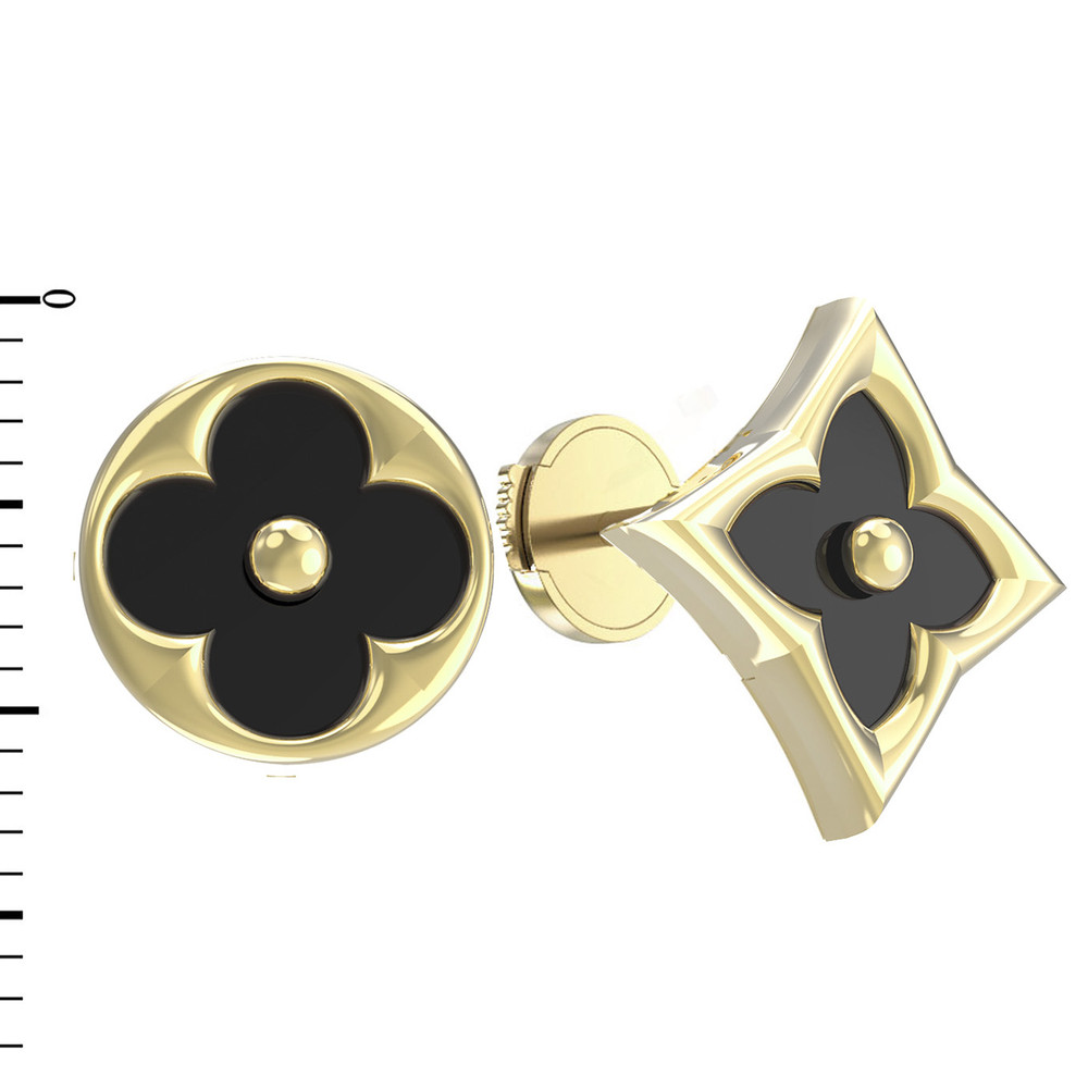 Серьги из лимонного золота c ониксом