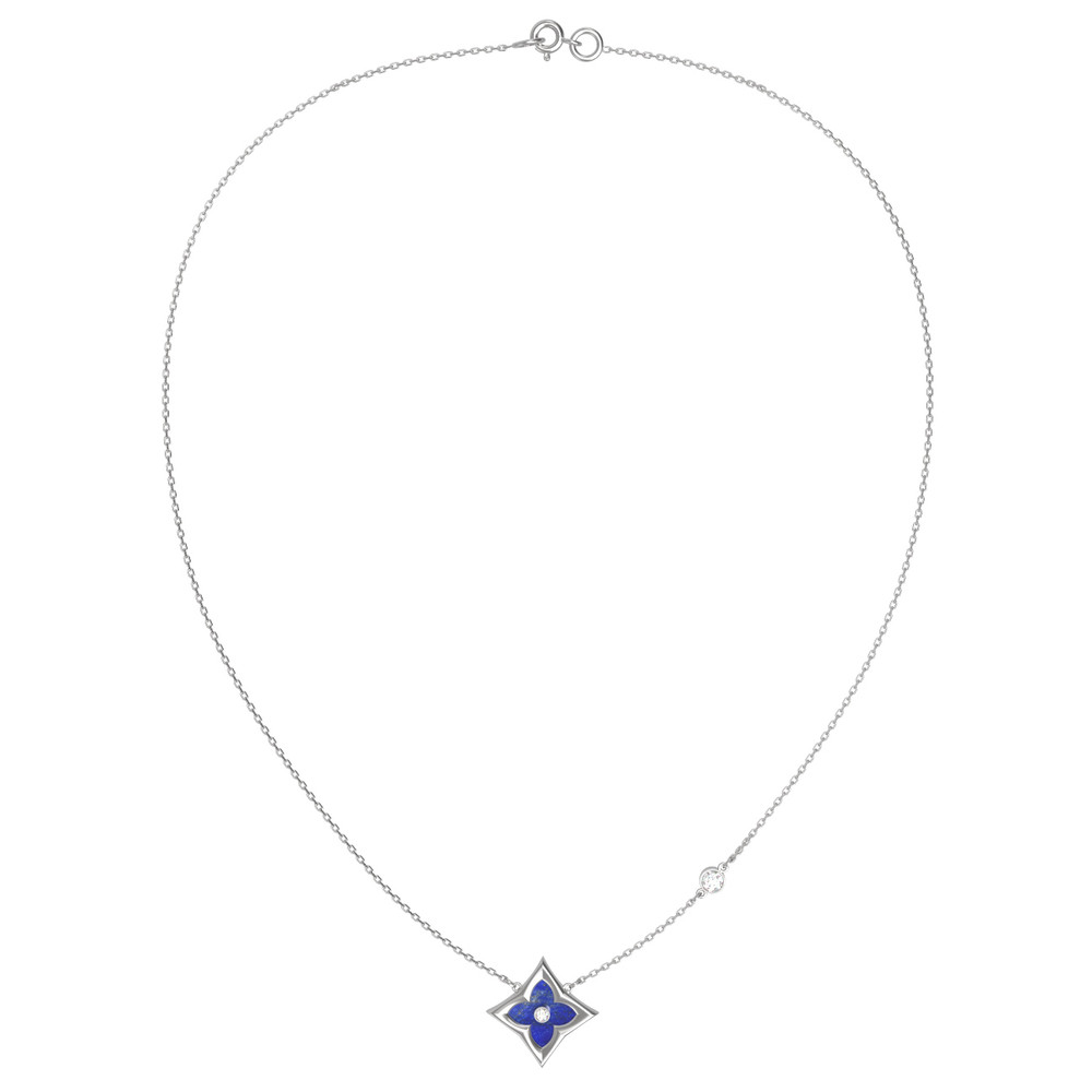 Колье из белого золота c бриллиантами и лазуритом