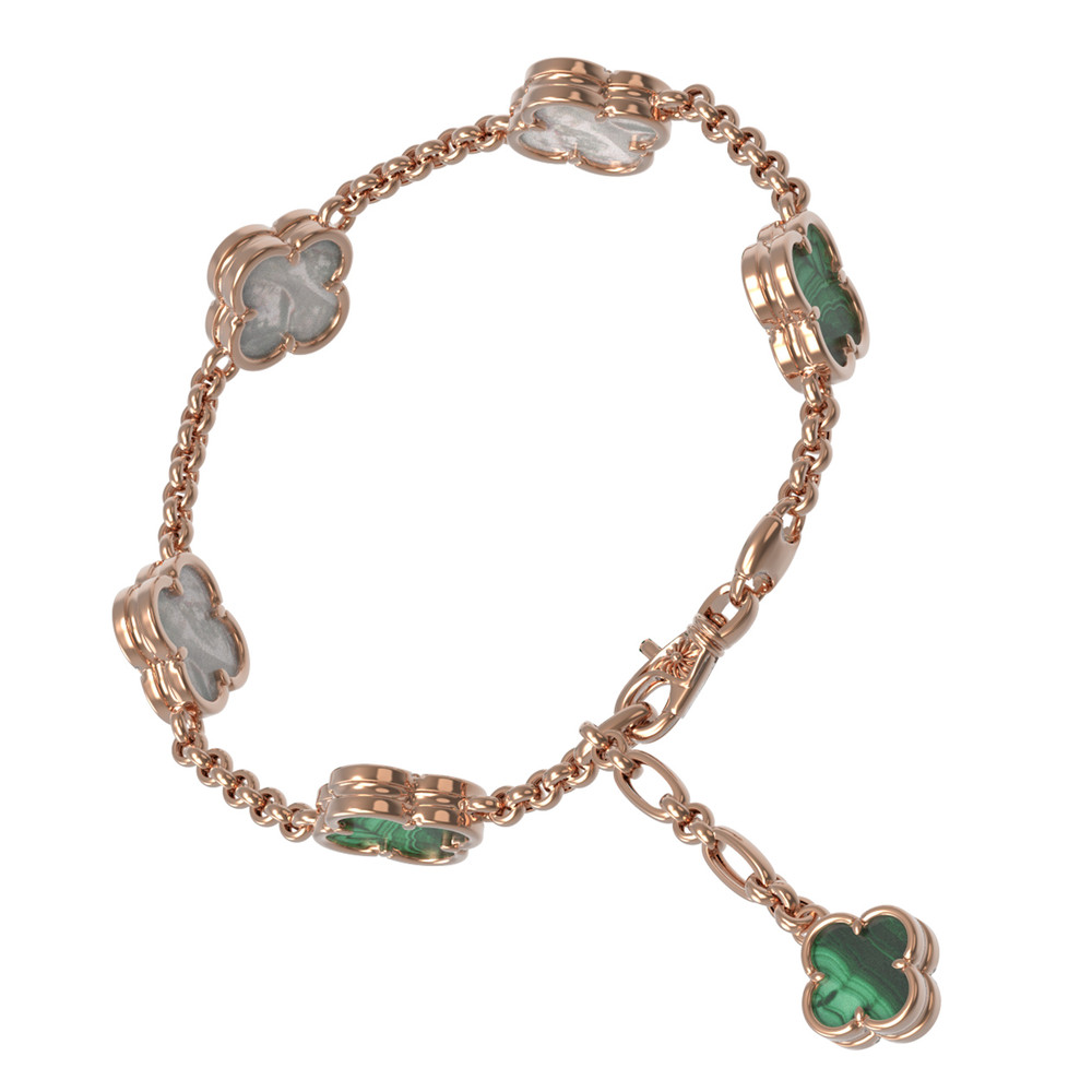 Браслет из золота c малахитом и перламутром