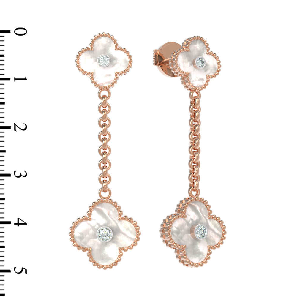 Серьги из золота c бриллиантами и перламутром