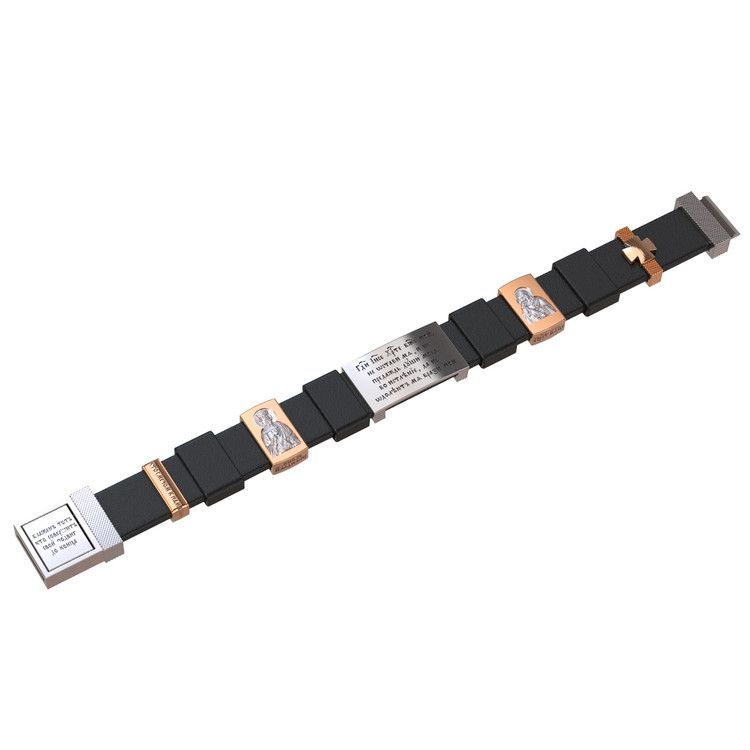 Браслет из белого золота c кожаным шнурком