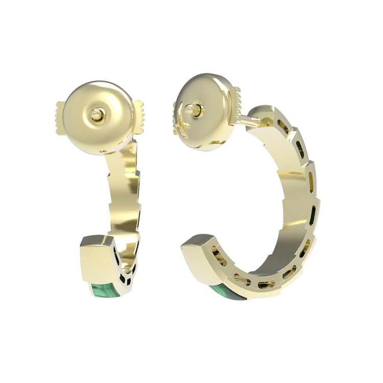 Серьги из лимонного золота c малахитом