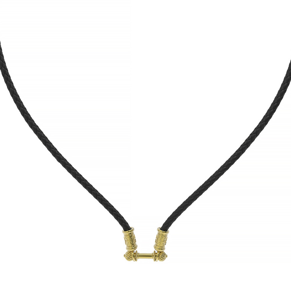 Шнурок кожаный из лимонного золота c кожаным шнурком