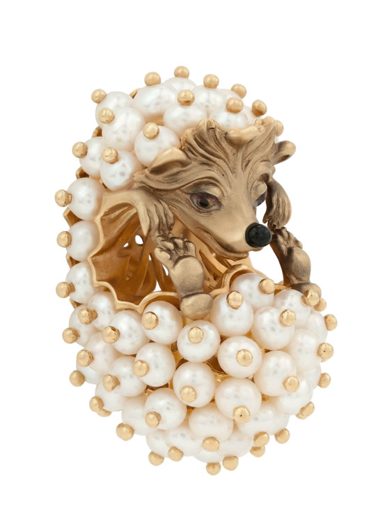 Подвеска из золота c эмаль и жемчугом