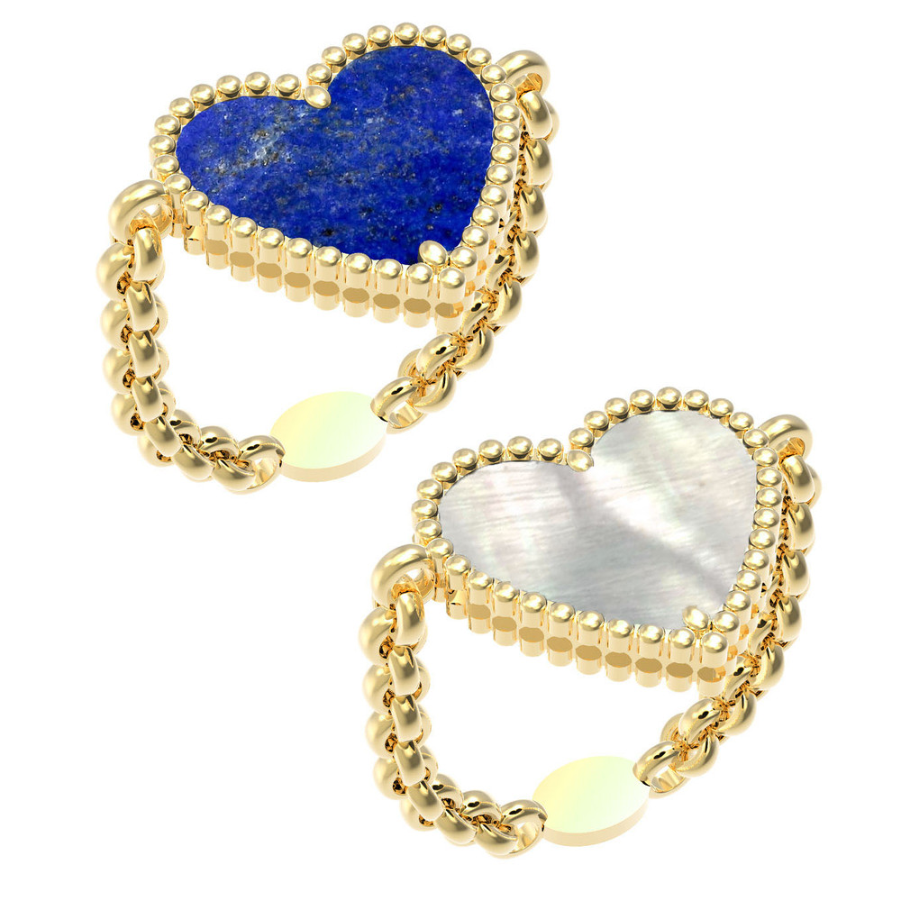 Кольцо из лимонного золота c лазуритом и перламутром