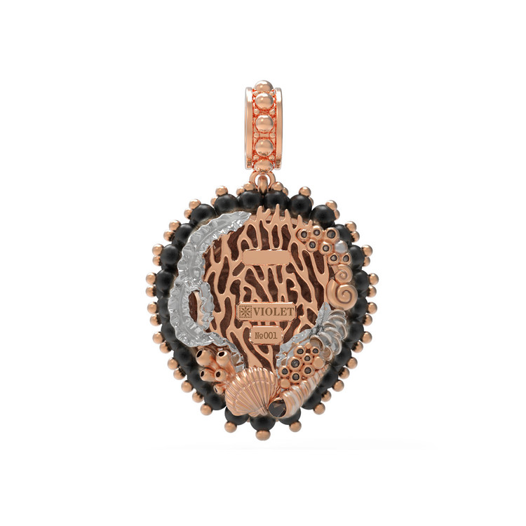 Подвеска из золота c эмаль и ониксом