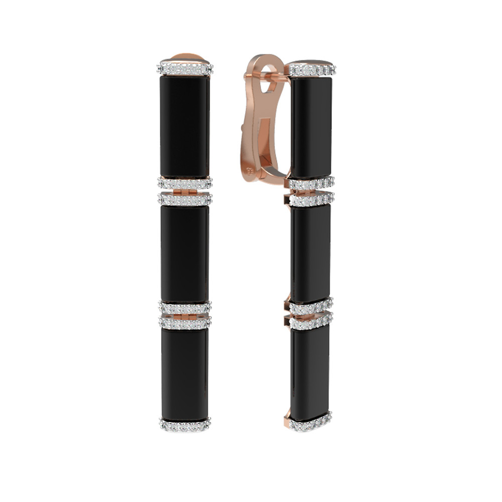 Серьги из золота c бриллиантами и ониксом