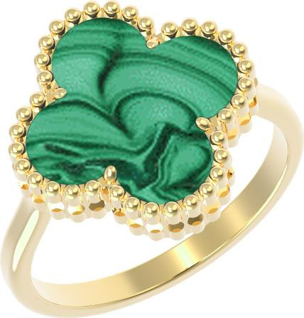 Кольцо из лимонного золота c малахитом