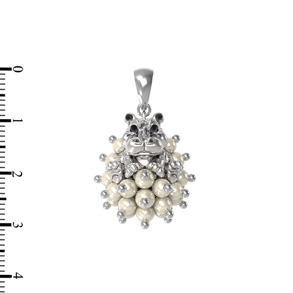 Подвеска из белого золота c эмаль и жемчугом