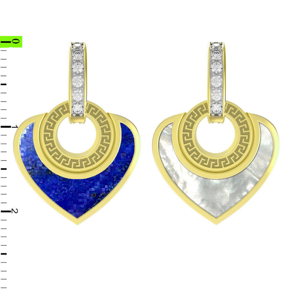 Подвеска из лимонного золота c фианитом, лазуритом и перламутром