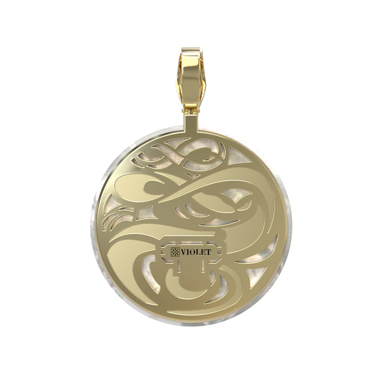 Подвеска из лимонного золота c эмаль и перламутром