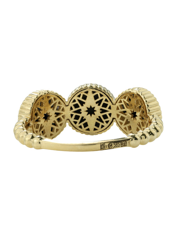 Кольцо из лимонного золота c бриллиантами и ониксом