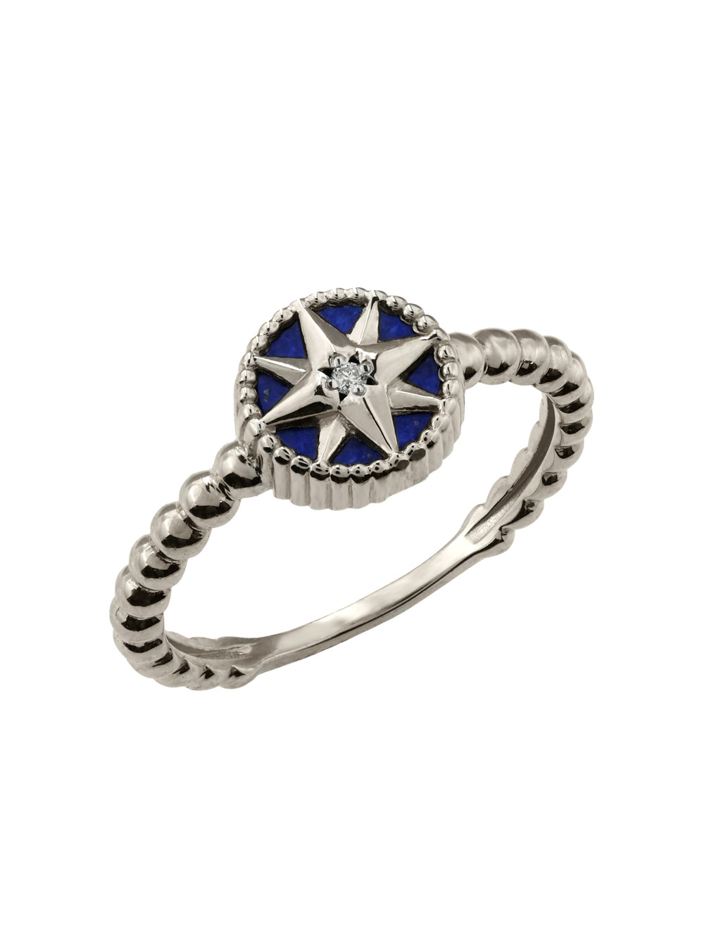 Кольцо из белого золота c бриллиантами и лазуритом