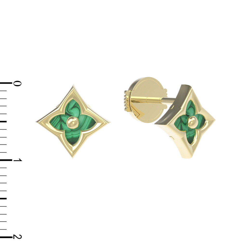 Серьги из лимонного золота c малахитом