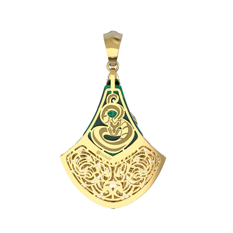 Подвеска из лимонного золота c бриллиантами и малахитом