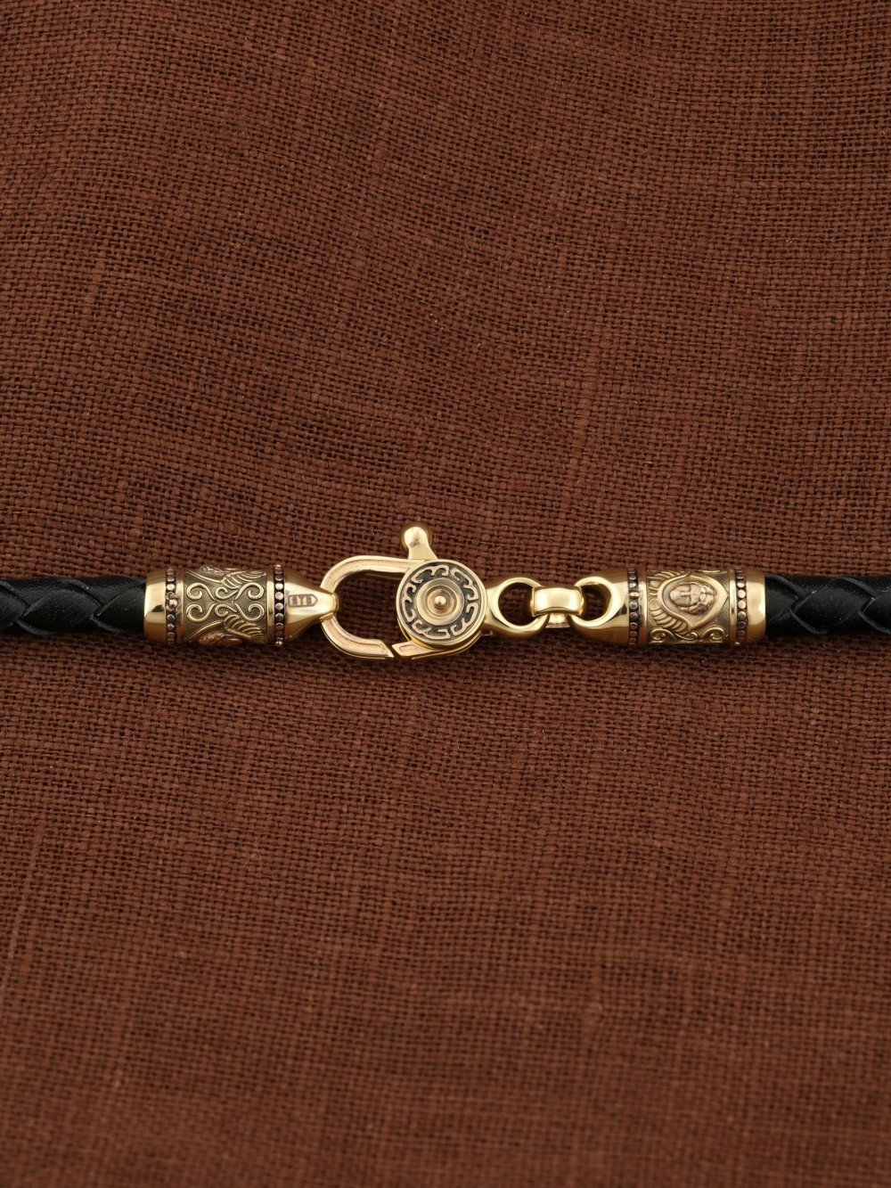 Гайтан из лимонного золота c кожаным шнурком