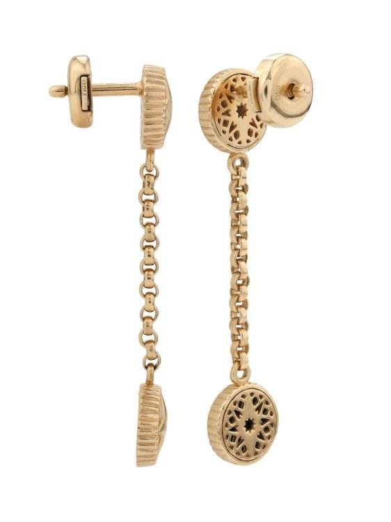 Серьги из золота c бриллиантами, малахитом и перламутром