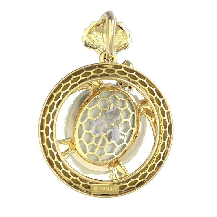 Подвеска из лимонного золота c эмаль и бивнем мамонта