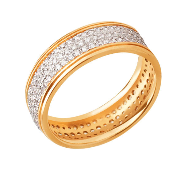 Кольцо из лимонного золота c фианитом