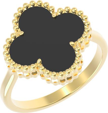 Кольцо из лимонного золота c ониксом