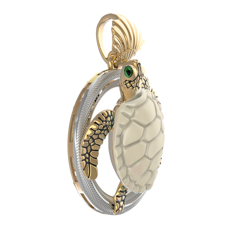 Подвеска из золота c эмаль и бивнем мамонта