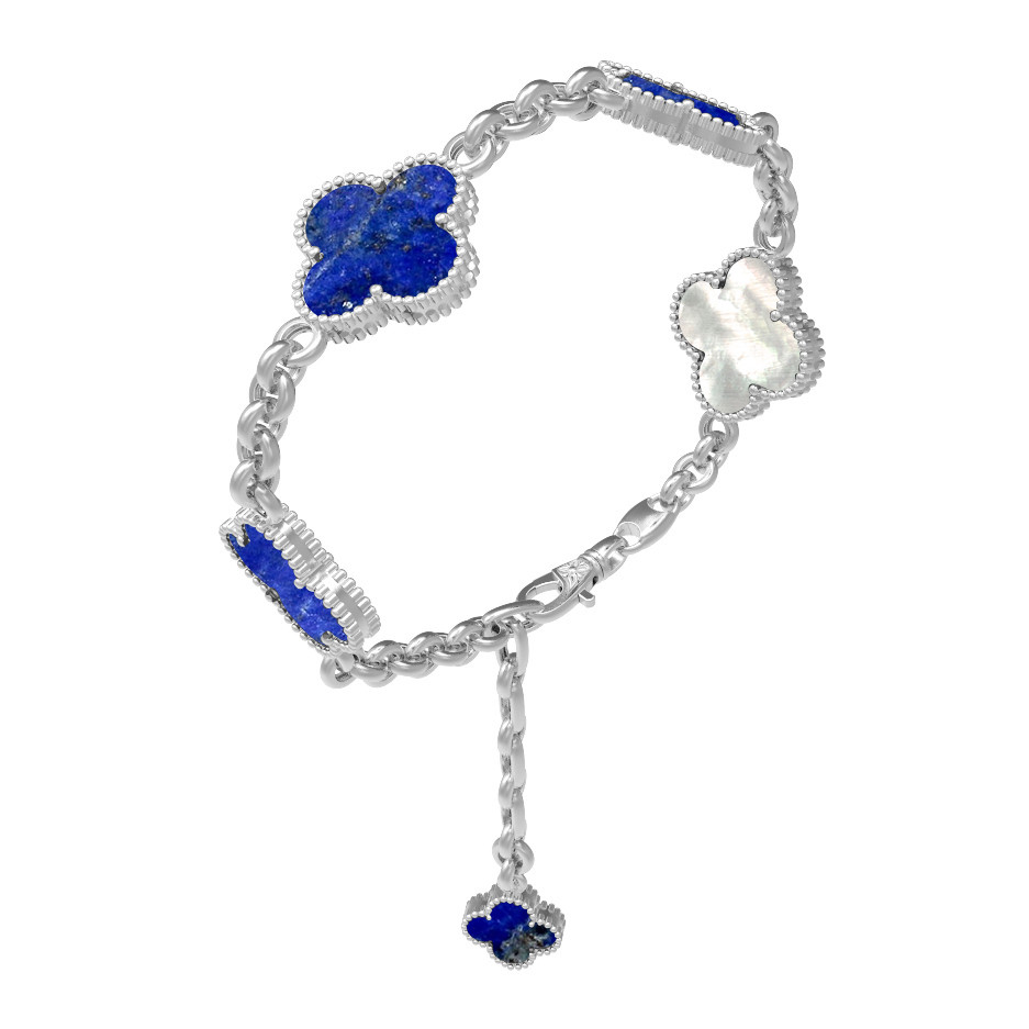 Браслет из белого золота c лазуритом и перламутром