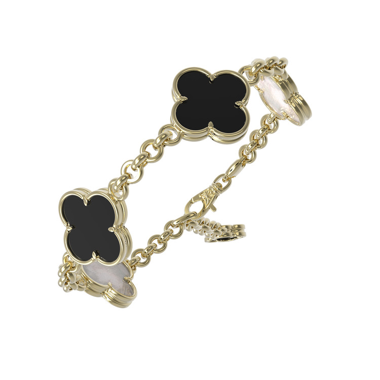 Браслет из лимонного золота c ониксом и перламутром