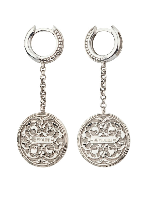 Серьги из белого золота c эмаль