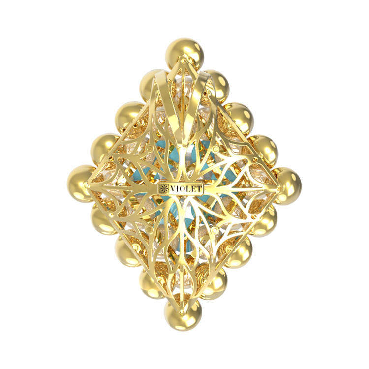 Подвеска из лимонного золота c бирюзой и перламутром