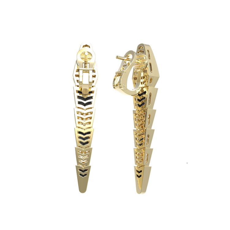 Серьги из лимонного золота c бриллиантами и ониксом