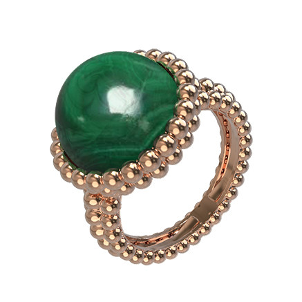 Кольцо из золота c малахитом