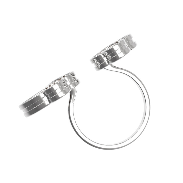 Кольцо из белого золота c ониксом и перламутром