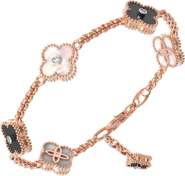 Браслет из золота c бриллиантами, ониксом и перламутром