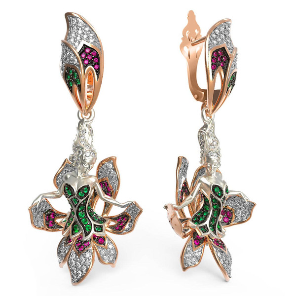 Серьги из золота c фианитом