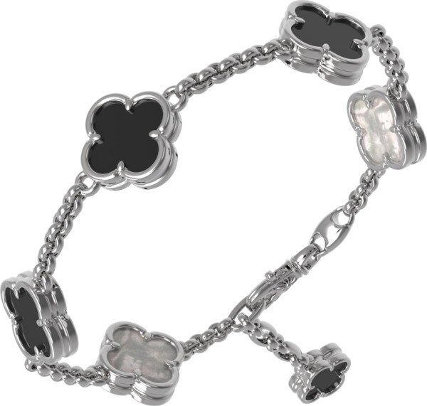 Браслет из белого золота c ониксом и перламутром